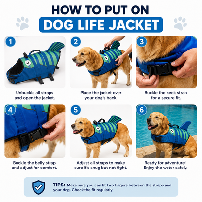 Dog Life Jacket - Swim Safe & Happy